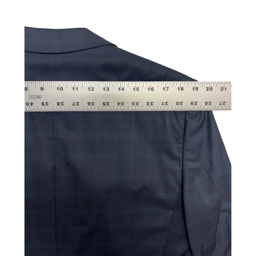Ermenegildo Zegna Italy 54 44R Navy Windowpane Blazer Jacket Sport Suit Coat